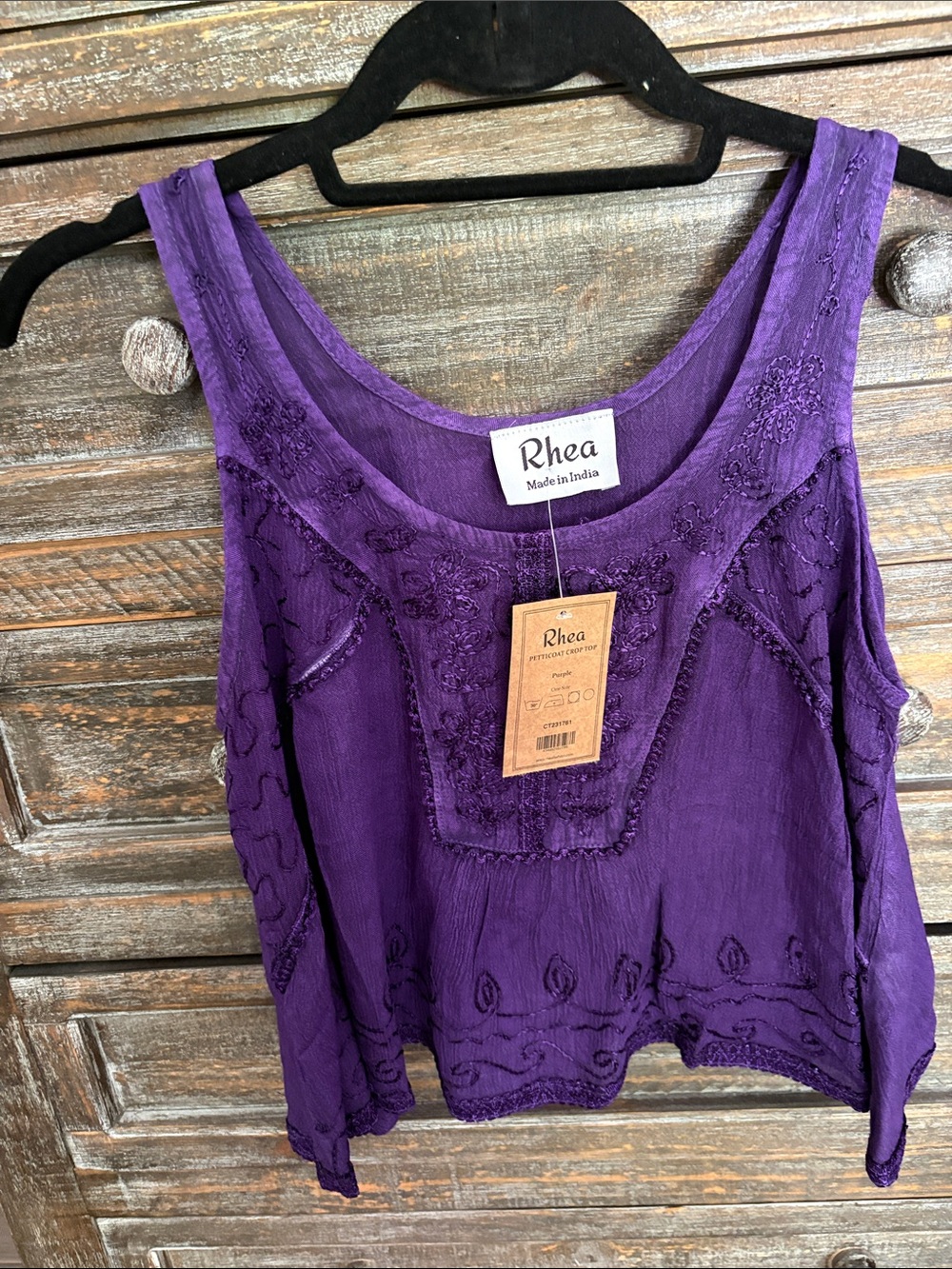 Women's Purple Embroidered Tank Top